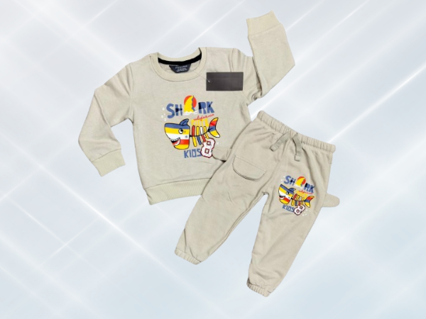 Super Fancy Kids Set Shark Design - Grayish White