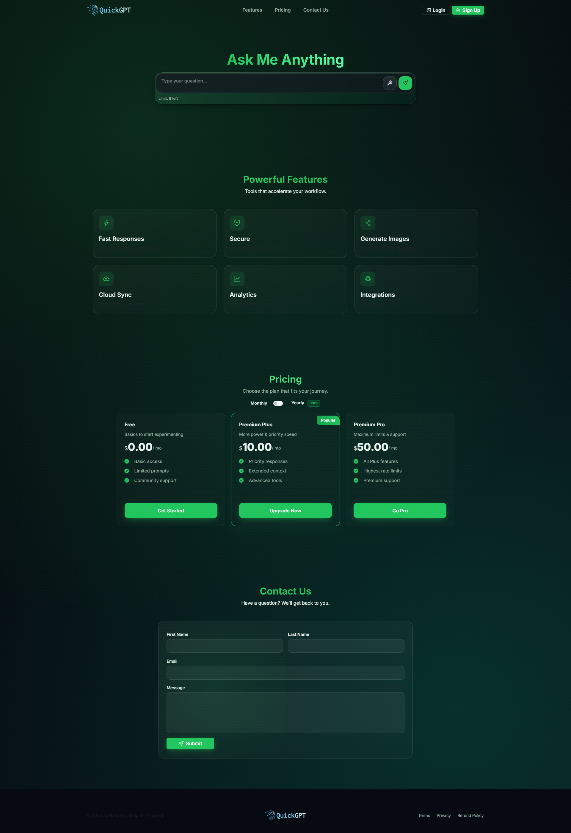 AI Chat Assistant Website